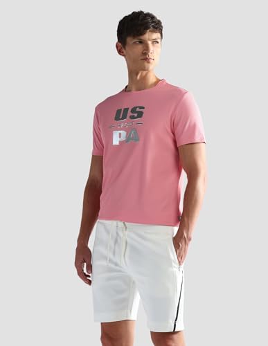 U.S. POLO ASSN. Brand Print Slim Fit Active T-Shirt Peach