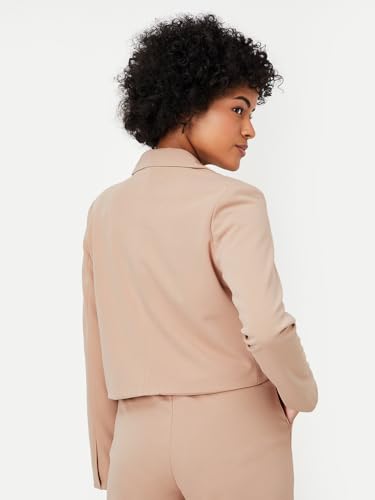 Max Kalki x Max Women Solid Cropped Blazer(Beige_2XL)