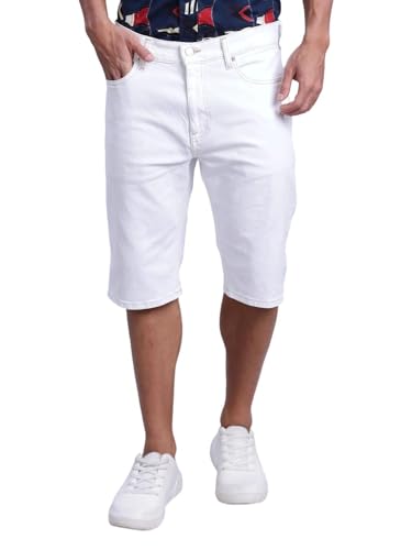 Regular Fit Printed Mid Rise Shorts White