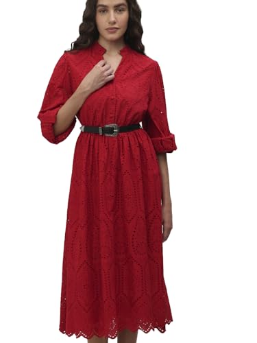 VERO MODA Womens Midi Dress Barbados Cherry