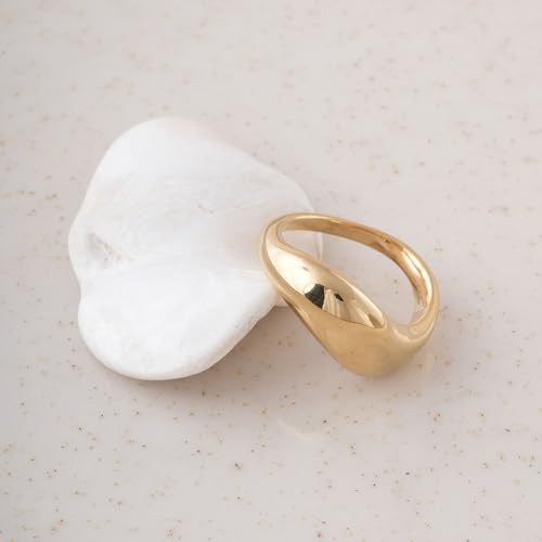 PALMONAS Magical Curve Gold Ring for Women (Size- 8) - Gift for Girls & Women