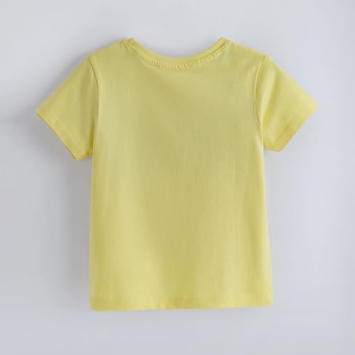 Hopscotch Girls Floral Jersey Cotton T-Shirt in Yellow Color for Age (4-5 Years)