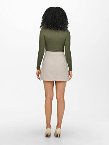 ONLY Women Solid Regular Fit Casual Beige Straight Skirt