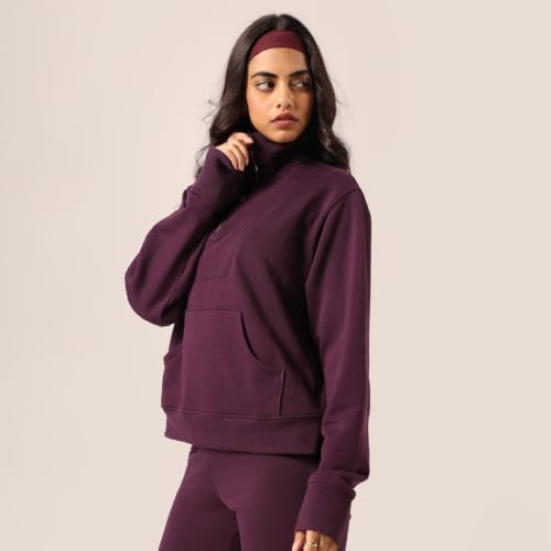 BlissClub BlissTerry Half Zip Jacket for Women, Premium Cotton French Terry, 10X More Durable Than Cotton, Relaxed Fit with Kangaroo Pocket