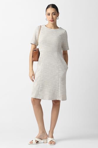 Van Heusen Women's Polyester Blend Modern Knee-Length Dress (VWCDCRGFG73840_Beige