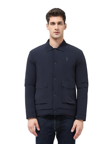 U.S.Polo Association Men's Solid Regular Fit Jacket (USJCK001C_Navy_S)