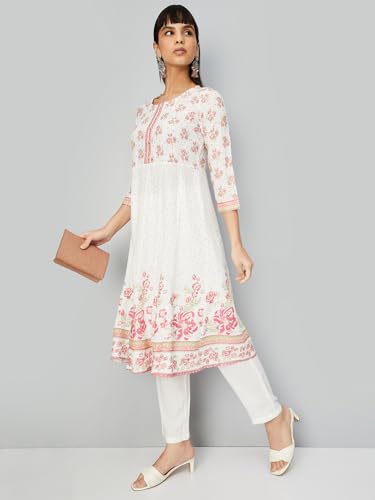 Max Women's Rayon Blend Kurta Set (QRCTKST42071OFF White_Off