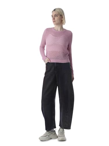 ONLY Women's Self Design Regular Fit Pink Top