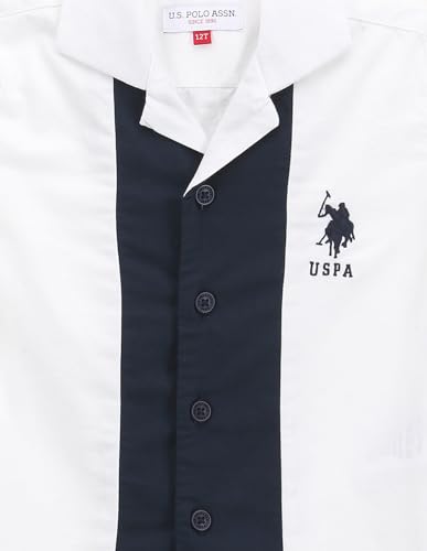 U.S. POLO ASSN. Kids Regular fit Logo Cotton Short Sleeves Casual Shirts (UKSHT0929_White_9-10Y)