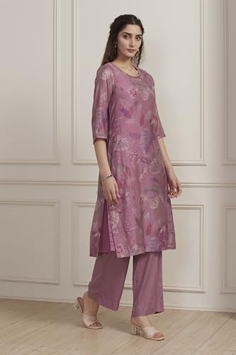 Biba Women Purple Poly Viscose Straight Suit Set_42