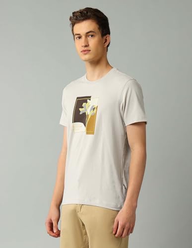 Arrow New York Men's Regular Fit T-Shirt (ANAJTS3114_Stone
