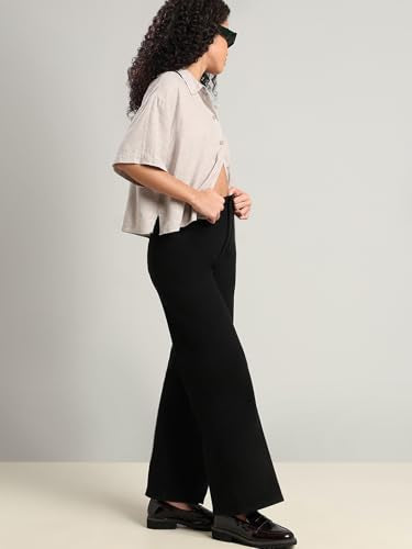 VERO MODA Womens Wide Leg Jeans Jet Black