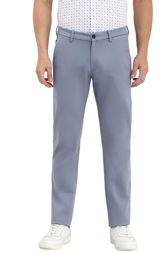 Men Blue Slim Fit Solid Casual Trousers