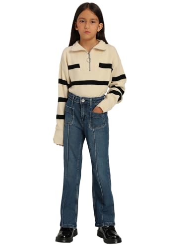 VERO MODA Girl's Solid Bootcut High Rise Blue Jeans