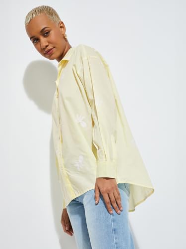 Max Alaya F x URB_N Women Embroidered Oversized Shirt(Yellow_M)