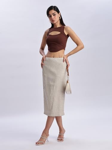 Calvin Klein Jeans Slim Fit Beige Pencil Skirt