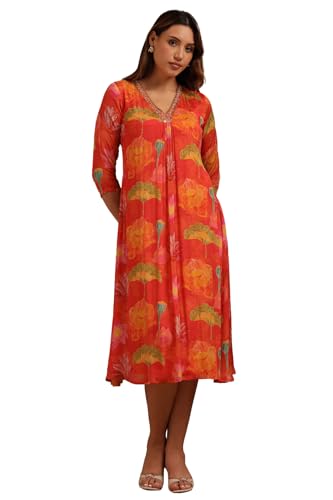 Soch Women's Chinon Maxi Dress (EWA5KU61501 Orange