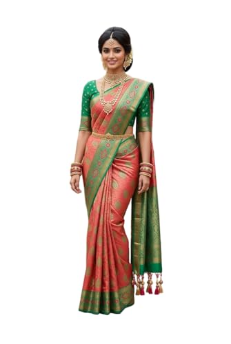 SREE KUMARAN Women's Kanchipuram Kubera Silk Pure Pattu Sarees With Blouse (VSK440-1)