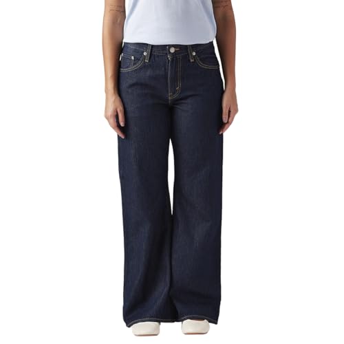 Levi's Women's Dark-Blue Loose Bootcut Fit Mid Rise Jeans