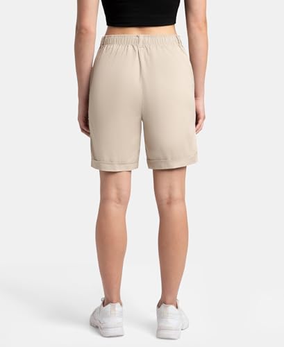 Jockey A125 Women's Super Combed Cotton Woven Twill Fabric Relaxed Fit Shorts with Convenient Side Pockets_Oxford Tan_XXL
