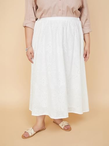 Women Schiffili Midi Skirt (Ivory_S)