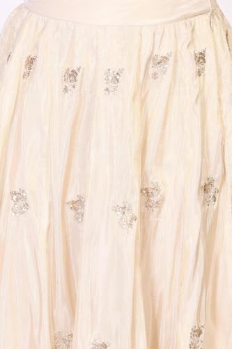 W for Woman Off-White Floral Sequin Work Flared Tissue Skirt (W50512-224656-S)
