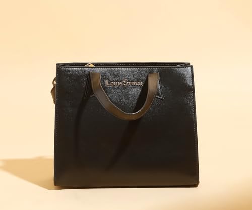 LOUIS STITCH Stylish Black Handbag for Women | Ladies Satchel Handbag for Travel, Office, College (LS-LDB-VF1039-HBJB)