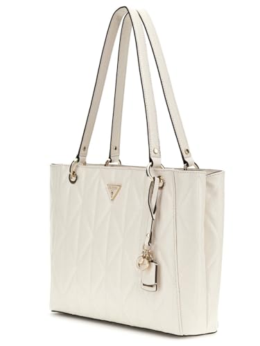 GUESS Off White Quilted Aldina Noel Tote Bag