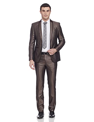 Park Avenue Men's Slim Fit Suit (8907663056745_PMDP03192-O5_104_Medium Brown)