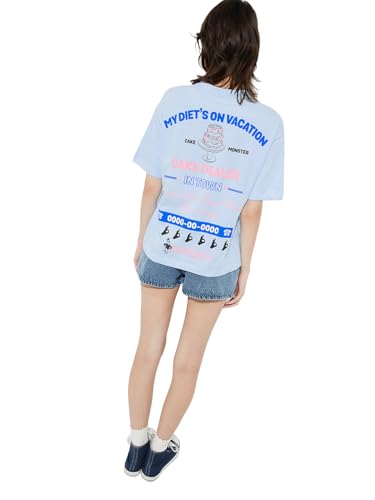 Max URB_N Women Printed Oversized Fit T-Shirt (Blue_XL)