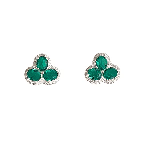 VOYLLA Oval Cut Emeralds Embellished Floral Motif 925 Sterling Silver Box Set For Women|Womens Jewellery Set|Gift For Women|Womens Gift|Gift For Her|