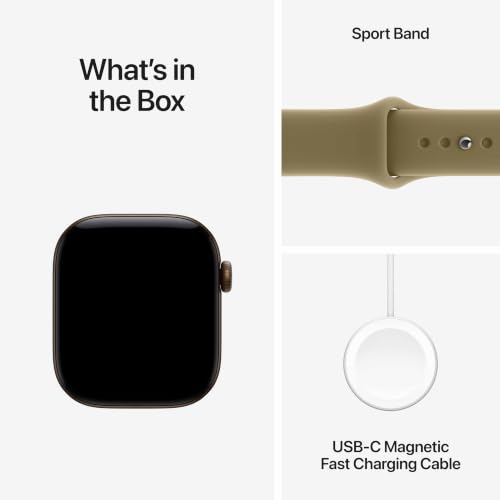 Apple Watch Series 12 GPS + Cellular 42mm Smartwatch | Dark Bronze Aluminium Case, Olive Sport Band - M/L. Health + Fitness + Sleep Tracking, Heart Rate, Safety