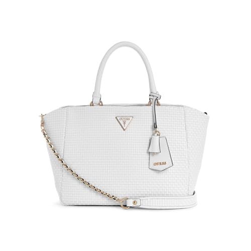 Guess Women's White Textured Satchel Bag| Ladies Purse Handbags | Gift For Ladies
