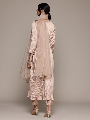 Metallic Delphia Solid Anarkali Kurta With Pant And Dupatta