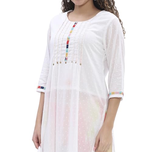 Rangriti Women White Cotton Straight Kurta Set_42