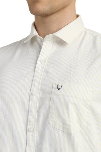 Allen Solly Men White Custom Fit Stripe Half Sleeves Casual Shirts