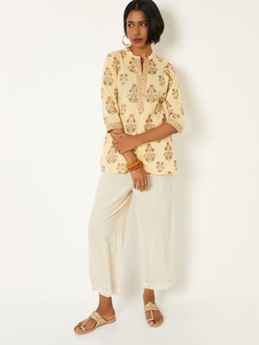 Max Women Printed Kurti (Yellow_L)