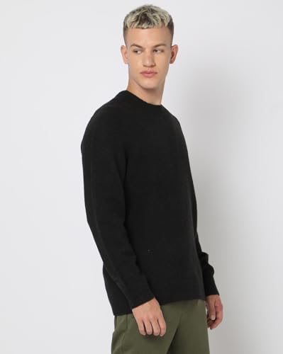 GAP Men Recycled Crew-Neck Sweater, Black, M