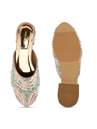 pelle albero Women's Rose Gold Synthetic upper Slip-On Sandals