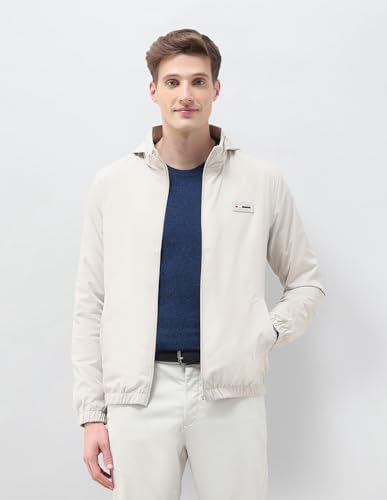 U.S. POLO ASSN. Mens Transitional Jacket With Conceled Hood Full Sleeve Jackets (USJCKS031_Ecru_L)