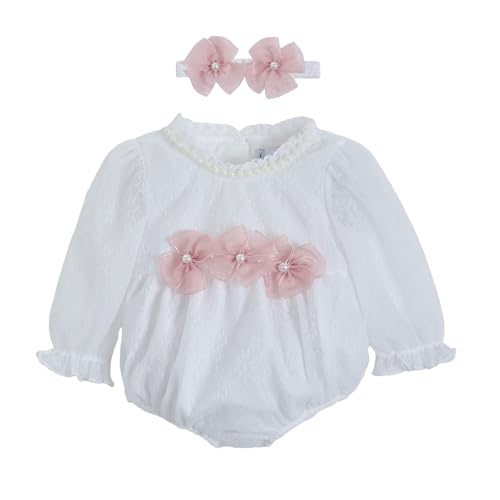 Hopscotch Girls Floral Applique Onesie in White Color For Age (18-24 Months)