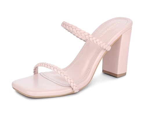 LOUIS STITCH Women’s Fashion Slip-On Block Heel Sandals | Open Toe Peach Pink Stylish Mule Heel Sandal for Ladies, Fashionable and Comfortable Sandal| LDBH-WEVSTNU | UK-5