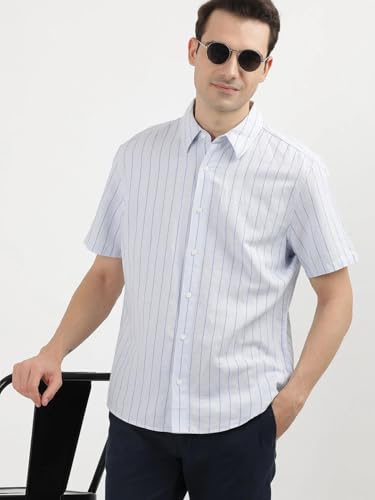 Calvin Klein Jeans Men's Striped Regular Fit Shirt (40BM134450_Skywriting