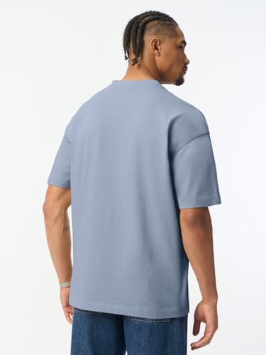The Souled Store: Marine Men and Boys Short Sleeve Band Neck Henley Solid Textured Cotton Oversized Fit Lightweight Drop Shoulder Streetwear Trendy Polo Shirts