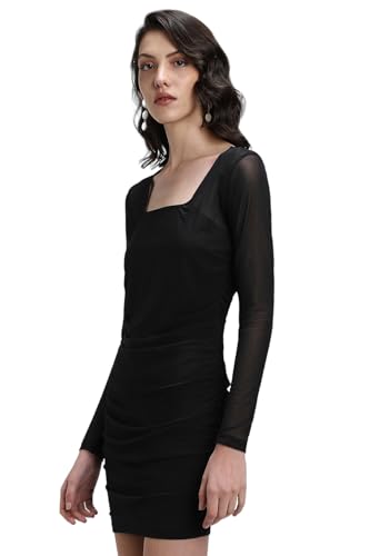 Forever 21 Women's Polyester Bodycon Mini Dress (FWS24CDRF0101_Black