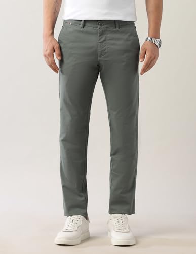 Arrow Sports Men's Twill Slim Fit Trousers Green