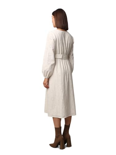 ONLY Women Self Design Casual White Fit and Flare Dress