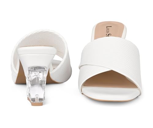 LOUIS STITCH Women’s White Block Heel Sandals | Comfortable Sandal for Ladies | LSOF-LDBH-TXMU | UK-4