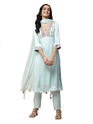 Aarke Ritu Kumar Blue Embroidered Kurta With Pant And Dupatta