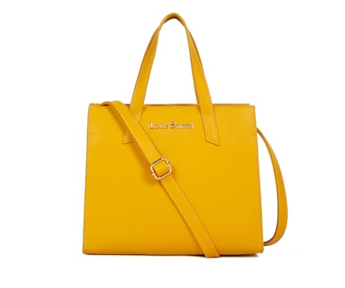 LOUIS STITCH Stylish Yellow Handbag for Women | Ladies Satchel Handbag for Travel, Office, College (LS-LDB-VF1039-HBYL)